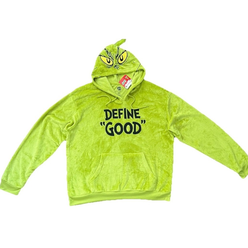 Dr Suess The Grinch Define Good Pullover Hoodie Mens Size XXL Green Graphic NWT